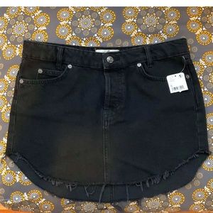 Free People Black Denim Skirt